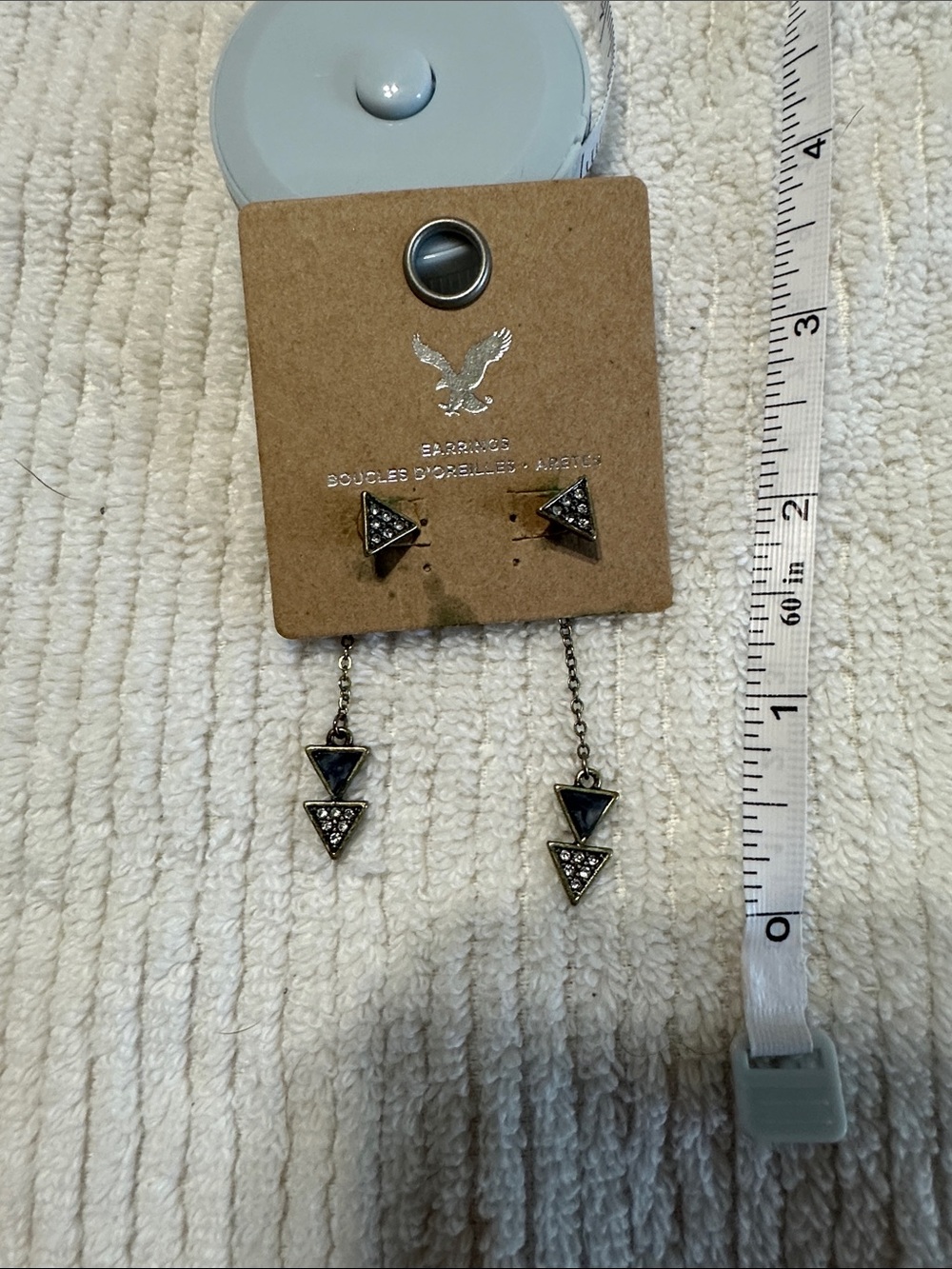 American Eagle Outfitters Silver-Tone Black Triangle Drop & Stud Earrings